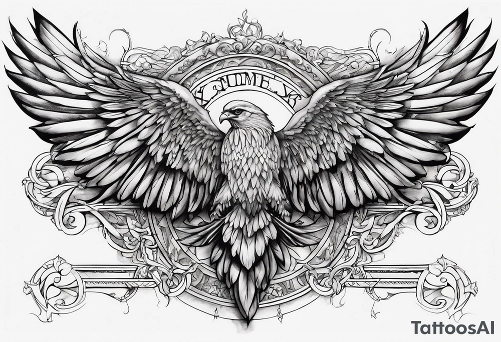 wings with the date September 28, 2005 in the center tattoo idea