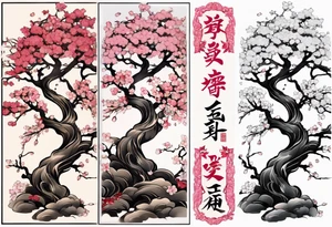 Japanese tattoo sleeve with a sakura tree tattoo idea