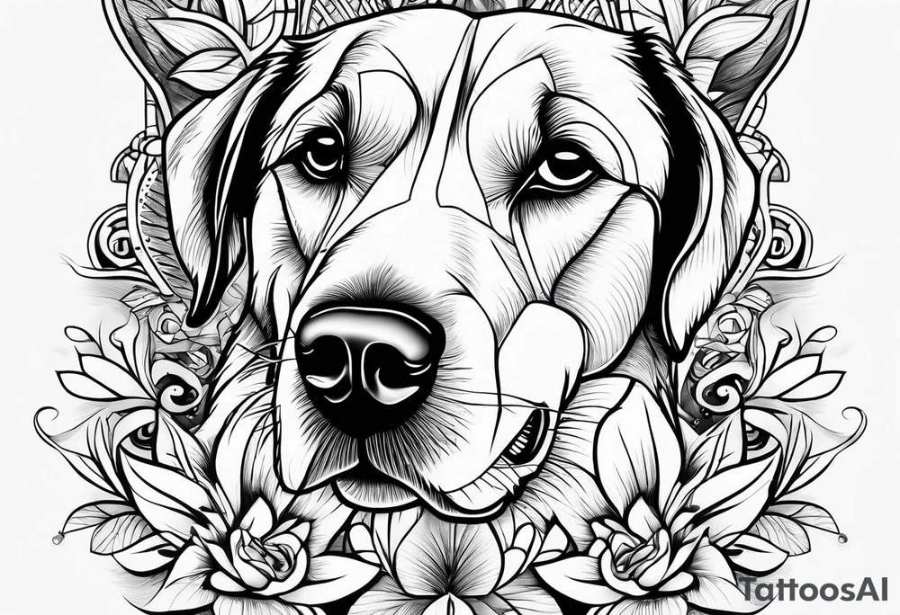 DOG AND Paw Print tattoo idea