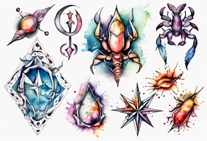sternzeichen krebs aquarell tattoo idea