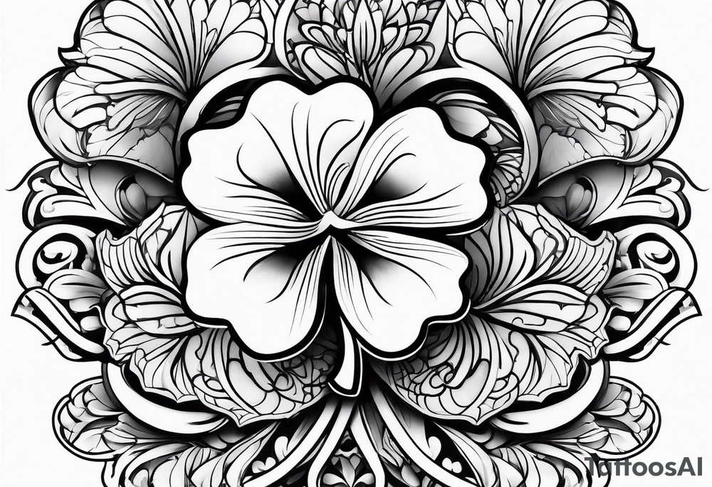 5 leaf clover tattoo idea