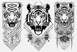 Forearm sleeve tattoo with a tiger and electricity tattoo idea