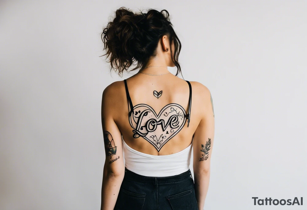 band for around an arm, incorporating the word love tattoo idea