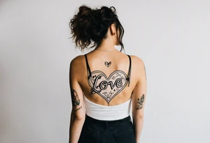 band for around an arm, incorporating the word love tattoo idea