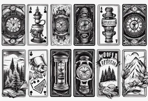mokka coffee
Old clock at 9:44pm
Forest and mountain
Game of 4 poker cards tattoo idea