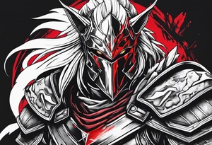 Goblin slayer anime tattoo in black with red streaks tattoo idea