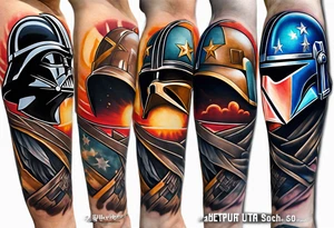 Gladiator forearm Star Wars and Dallas cowboys in color tattoo idea