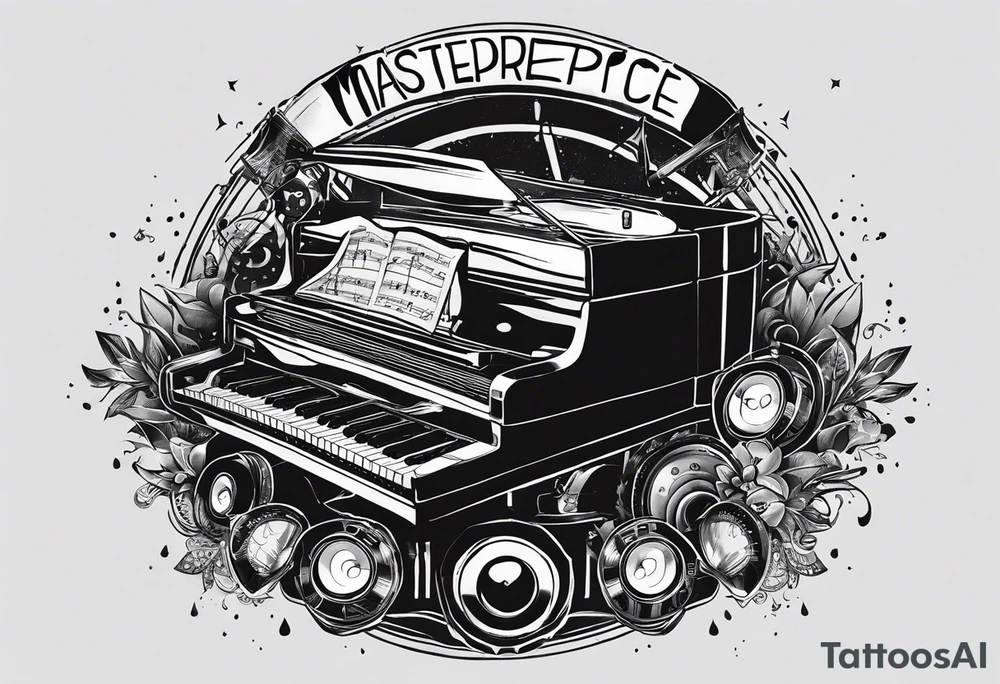 Idea of the tattoo is trust the process, i want some music reference because i am a music producer, and also a business/money reference because i start businesses and i love that, also some emotional reference because trusting the process is also in emotions tattoo idea