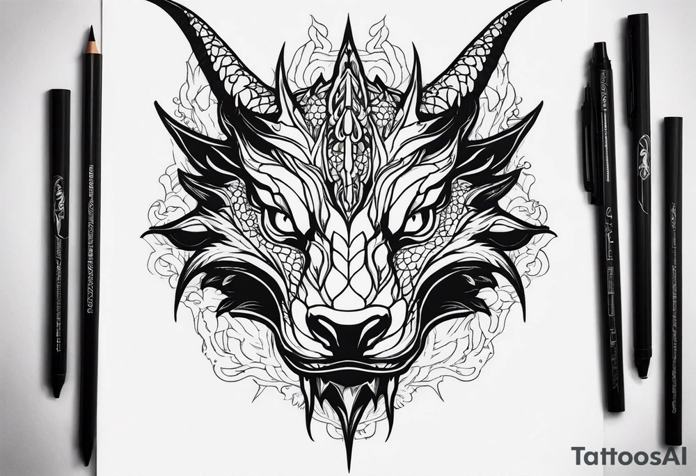 Dragon head facing front tattoo idea