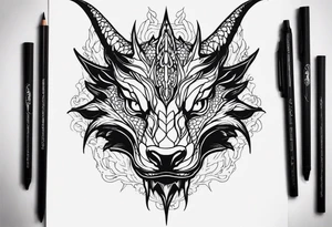 Dragon head facing front tattoo idea