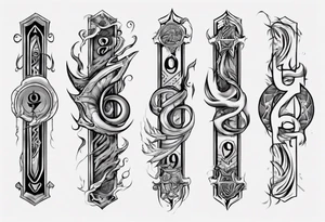 number 9 right side up and upside down connected tattoo black and grey on inside forearm 9:16 aspect ratio tattoo idea