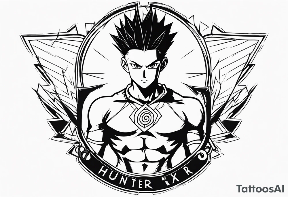 hunter x hunter anime in the chest area tattoo idea