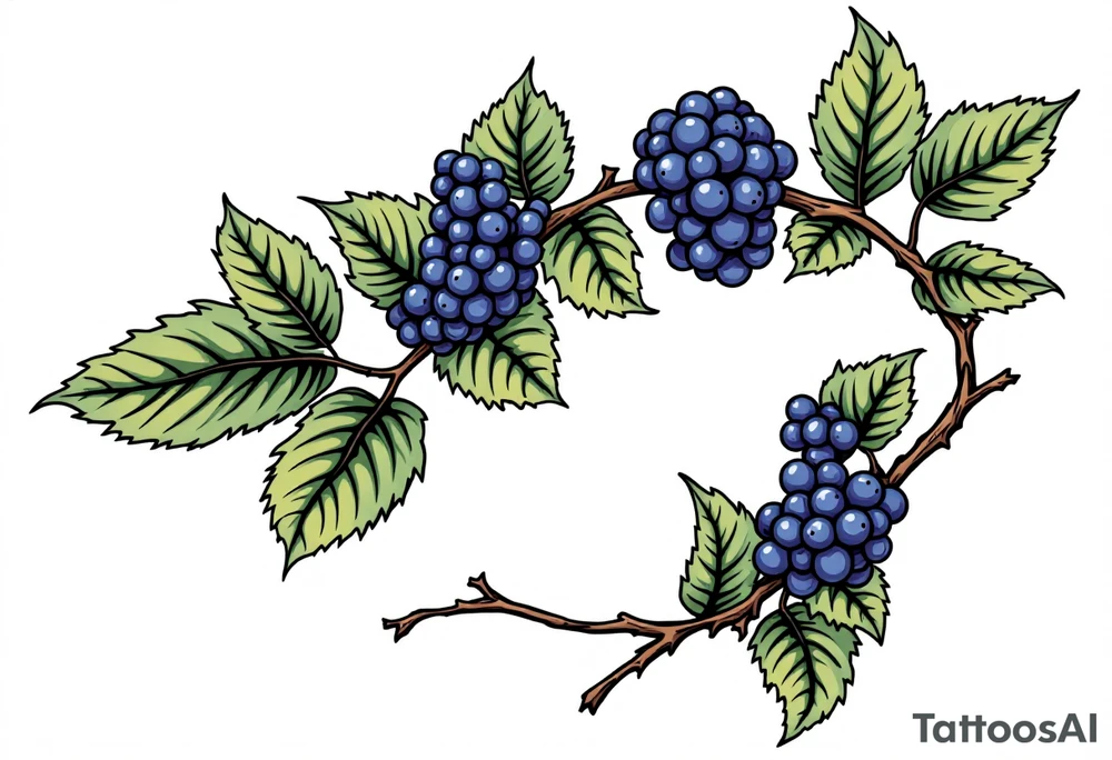 American traditional style Blackberry vine in a line tattoo idea