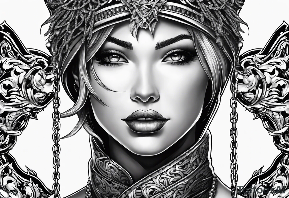 fallin angle with chains clouds lightening tattoo idea