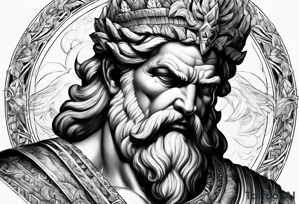 face de Zeus com raios tattoo idea