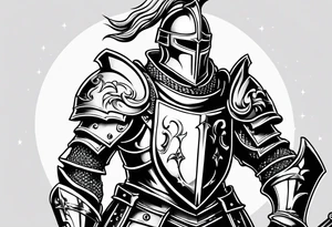 knight with heavy armor with RAYMOND on shield tattoo idea