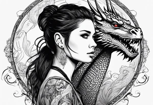 a girl and a dragon tattoo idea