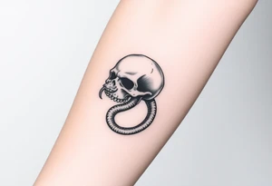 A hyper-realistic Dark Mark, with the snake slithering out of the skull’s mouth, coiled in a hypnotic pose tattoo idea