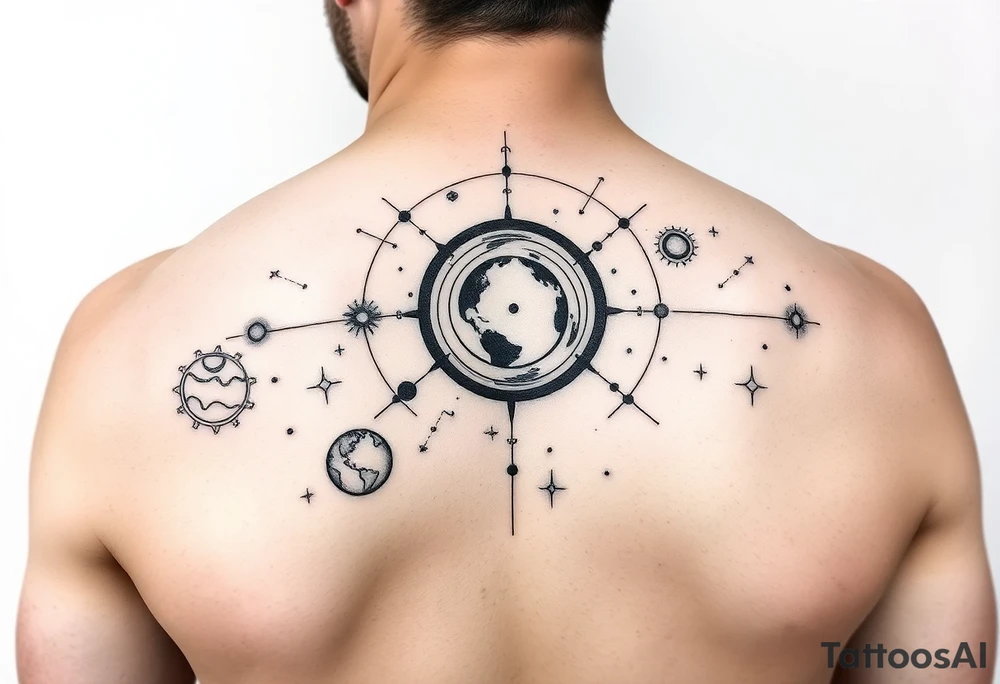 Solar system tattoo with constellations tattoo idea