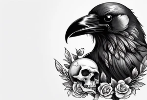 Raven carrying a skull tattoo idea