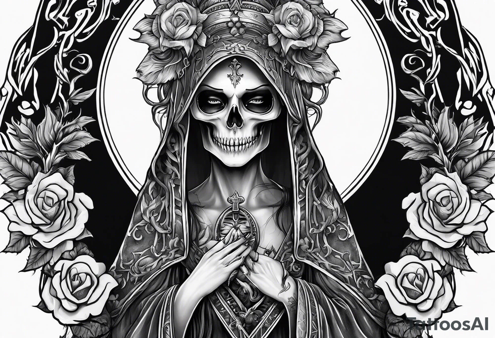 lady skeleton grim reaper satan tattoo idea
