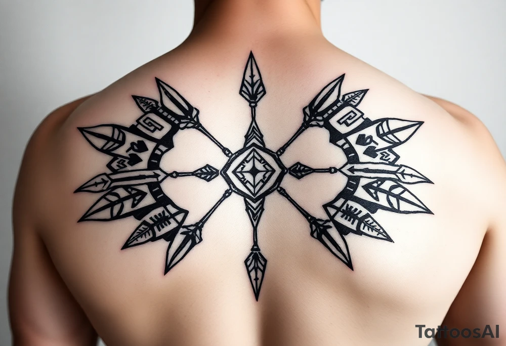 Aztec tribal tattoo with shapes and arrows tattoo idea