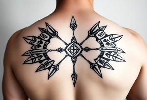 Aztec tribal tattoo with shapes and arrows tattoo idea