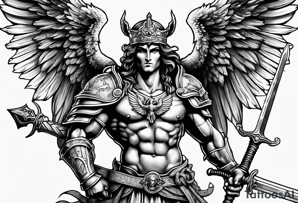 full body saint michael holding a sword slaying a demon tattoo idea full body saint michael holding a sword slaying a demon tattoo idea
