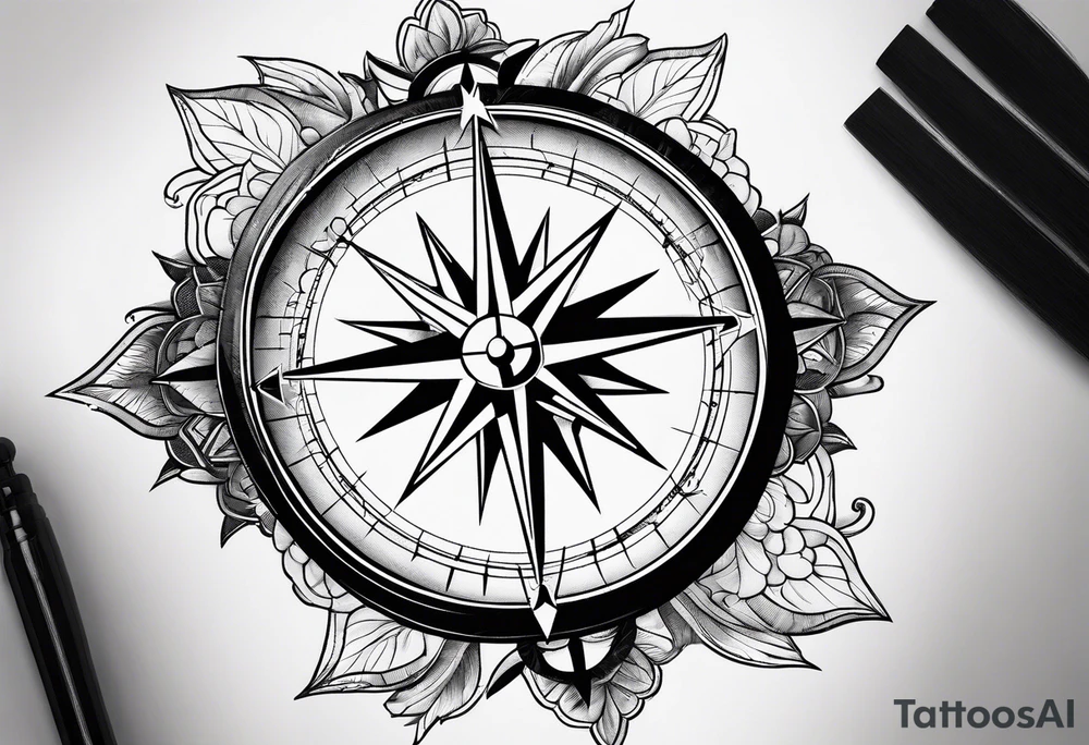 Compass on world map tattoo idea