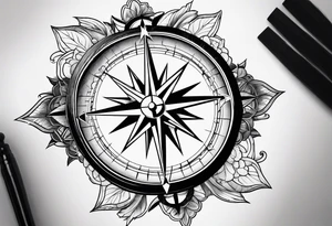 Compass on world map tattoo idea