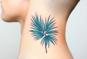 large palm leaves twisted side neck tattoo tattoo idea