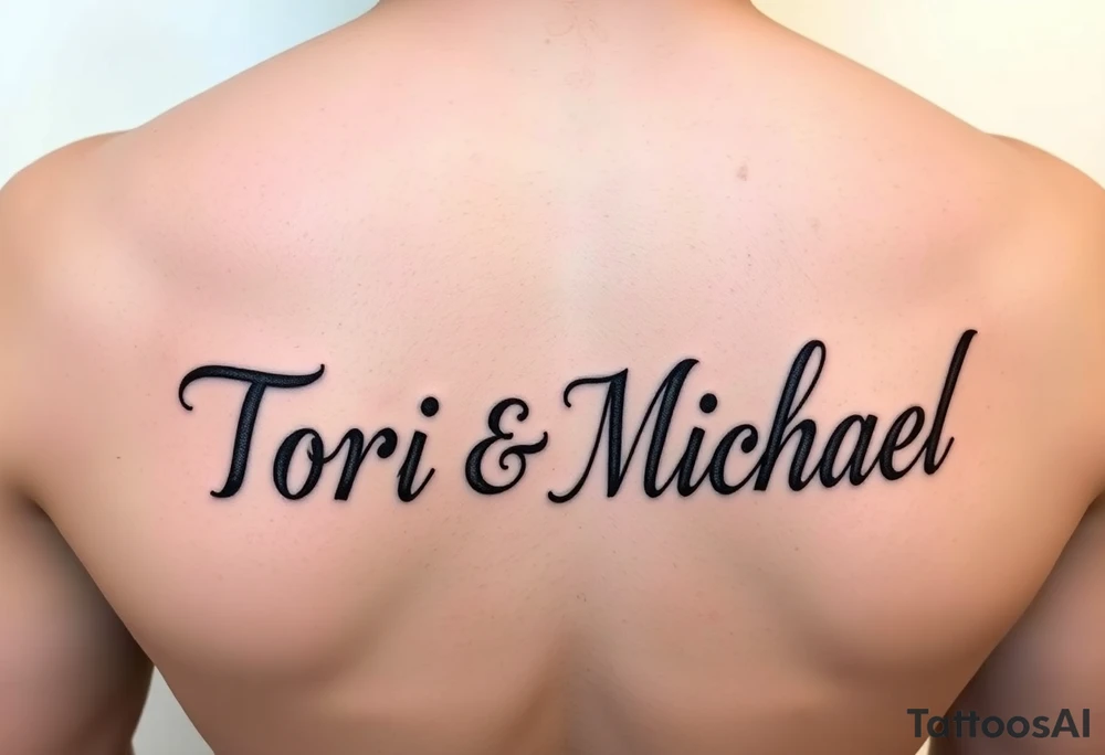 The names Tori and Michael in chinco tattoo idea