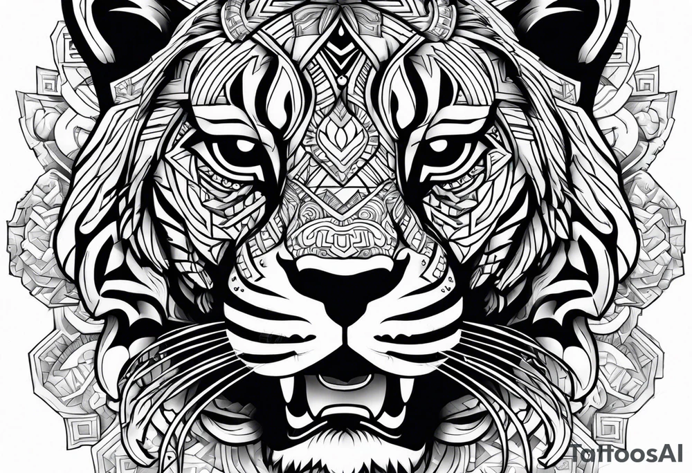 Aztec tiger and skull tattoo tattoo idea