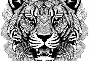 Aztec tiger and skull tattoo tattoo idea