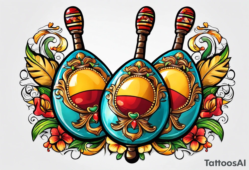 2 swinging maracas with rum tattoo idea