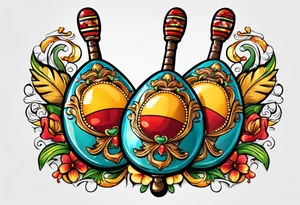 2 swinging maracas with rum tattoo idea