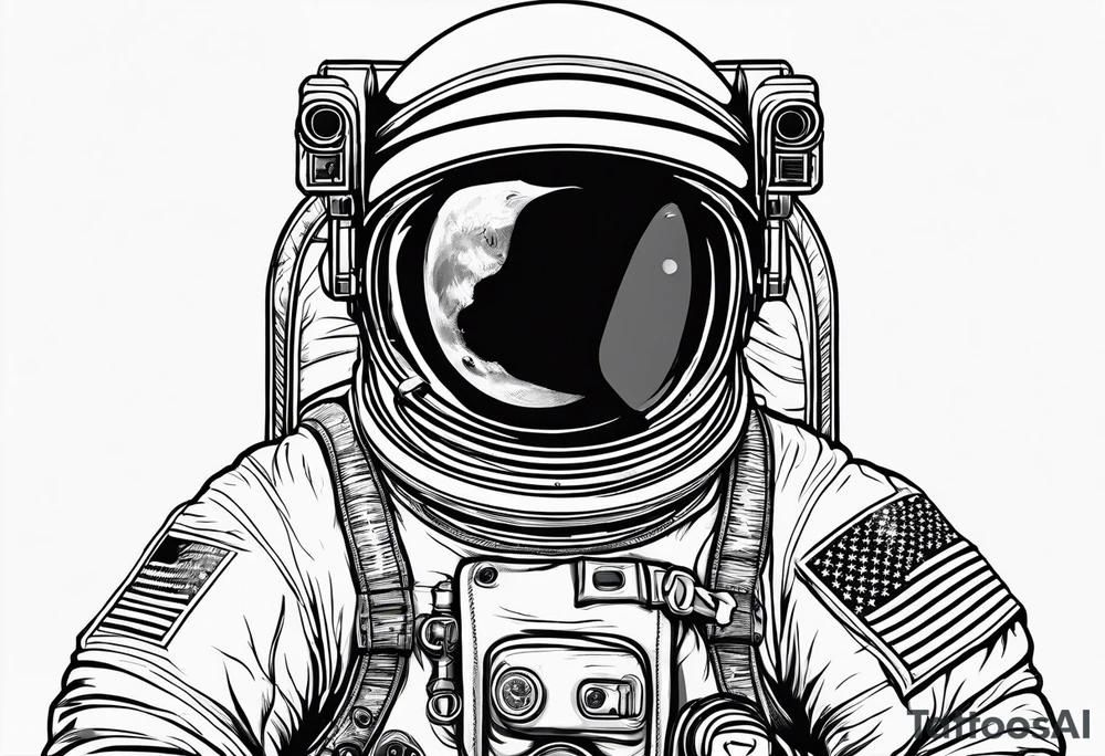 astronaut picking an apple tattoo idea