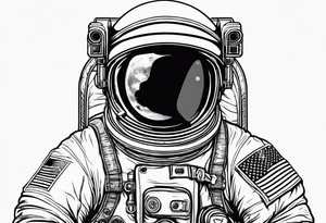 astronaut picking an apple tattoo idea