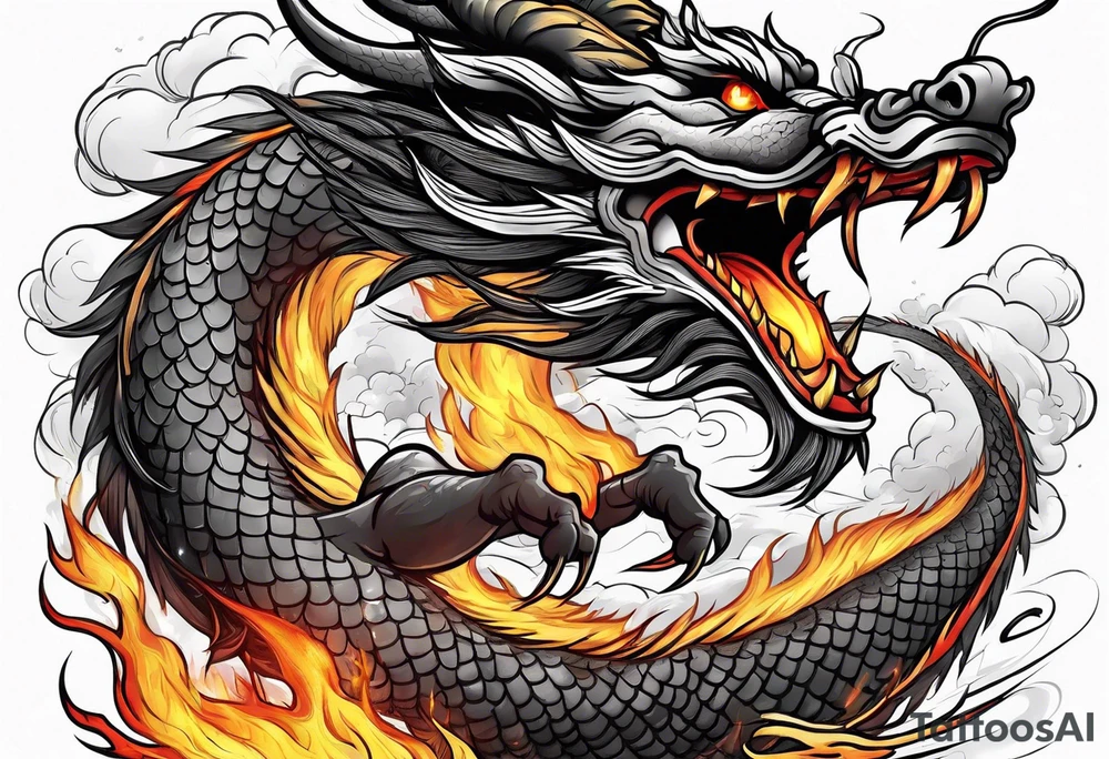 chinese dragon blowing fire while flying through a thunderstorm tattoo idea chinese dragon blowing fire while flying through a thunderstorm tattoo idea