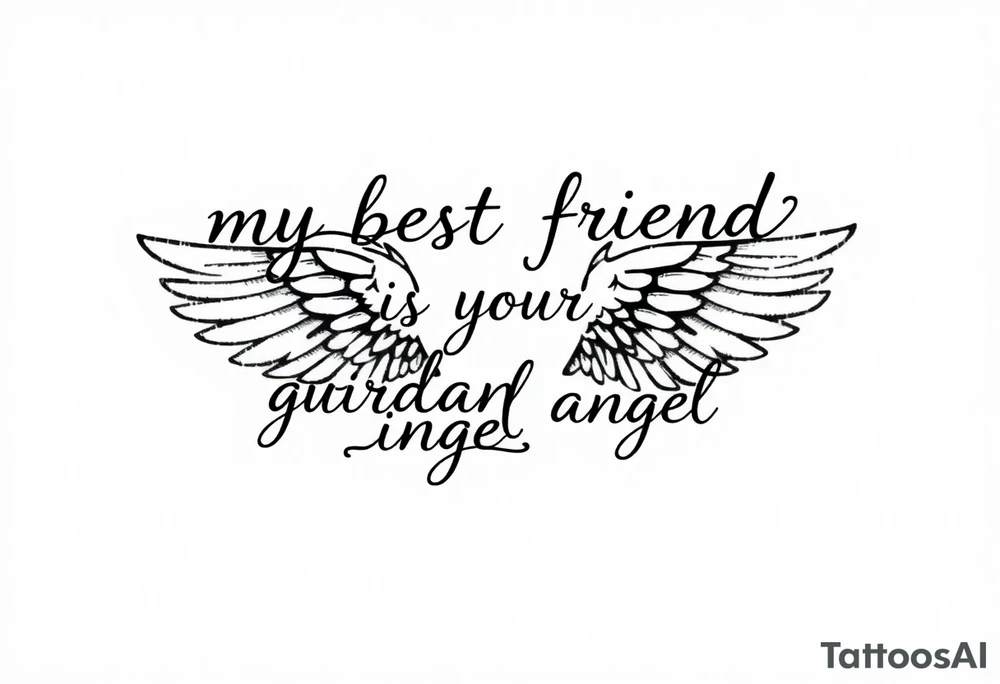 my best friend is my guardian angel with angel wings tattoo idea