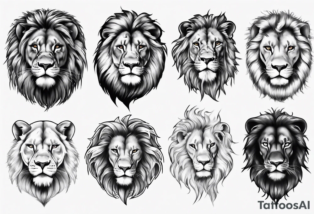 big lion face realism tattoo idea