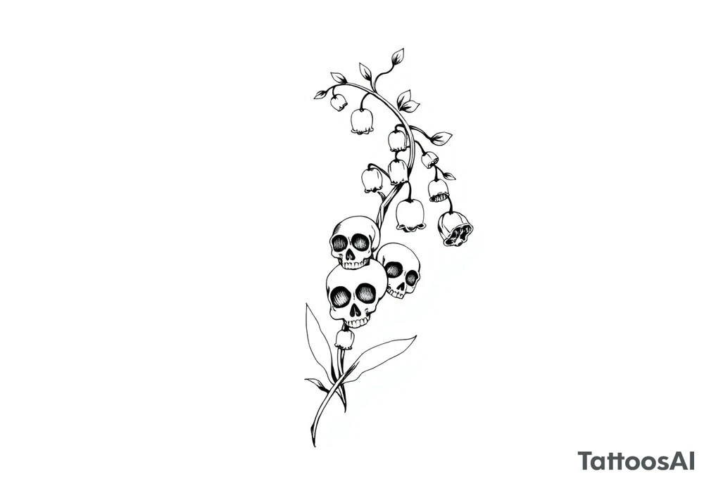 Lily of the valley tattoo vine wrap around with skulls in place of flower tattoo idea