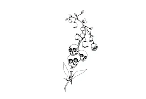 Lily of the valley tattoo vine wrap around with skulls in place of flower tattoo idea