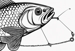 simple fishingrod with the line in water tattoo idea