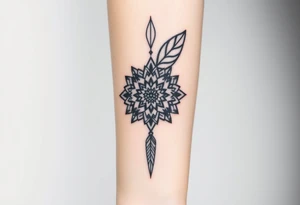 big spiritual feather indian mandala shaman tattoo idea