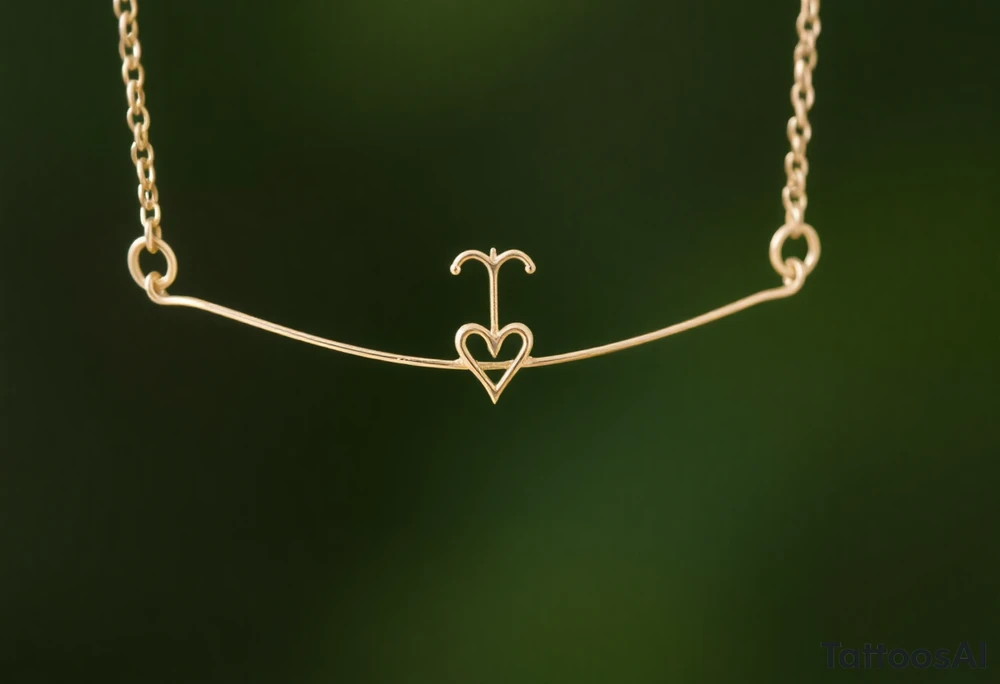*delicada e com o símbolo de Sagitário*, perfeita para a clavícula feminina:


- Uma *linha fina curva* que acompanha suavemente o contorno da clavícula.  
- No centro, um pequeno *arco e flecha estilizado*, símbolo de Sagitário, com traços minimalistas.  
- Atrás da flecha, um leve *traço de energia ou faísca*, como se estivesse sendo disparada — sensual e dinâmica.  
- Pequenas *estrelas delicadas* ou pontos brilhantes espalhados ao longo da linha, dando um toque celestial e feminino.  
- A flecha aponta em direção ao ombro, representando movimento, liberdade e poder pessoal.

*Extras (opcional):*  
- Pode incluir discretamente a palavra "liberdade" ou "feu" (fogo, em francês) em letra cursiva abaixo da linha.  
- Feita em tinta preta tattoo idea