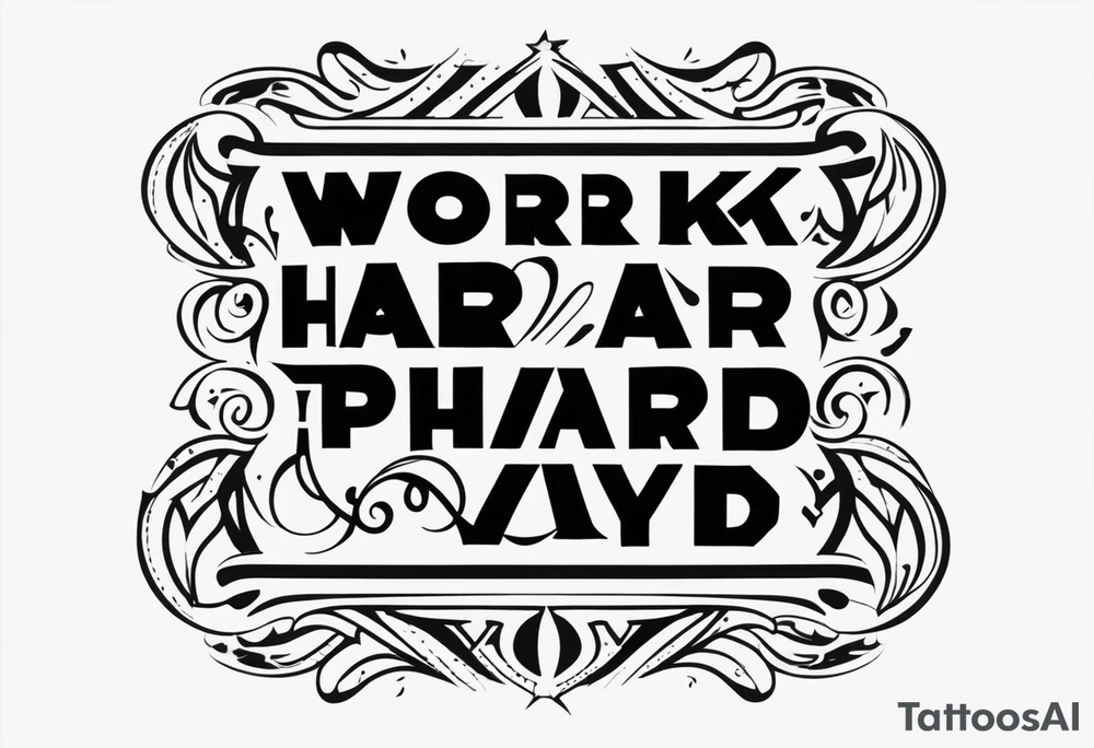 I want a tattoo containing the following two words "WORK HARD","PLAY HARD" tattoo idea