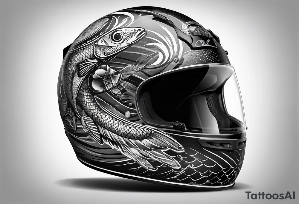Race helmet with #2 and fishing tattoo idea