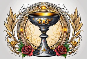 chalice surrounded by golden halo tattoo idea