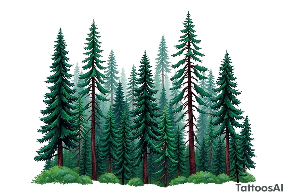 green forest background tattoo idea